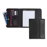 Samsill Professional Tri-Fold Padfolio w/Calculator, Writing Pad, Vinyl, Black (70890)