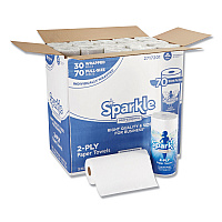 Sparkle ps Premium Perforated Paper Kitchen Towel Roll, 2-Ply, 11 x 8.8, White, 70 Sheets, 30 Rolls/Carton (2717201)