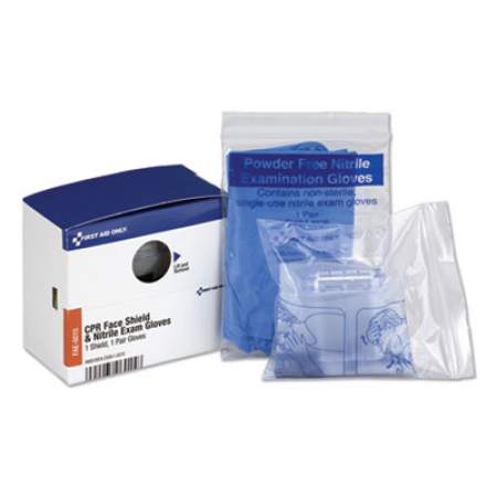 First Aid Only SmartCompliance Rescue Breather Face Shield with 2 Nitrile Exam Gloves (FAE6015)