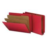 Universal Deluxe Six-Section Colored Pressboard End Tab Classification Folders, 2 Dividers, Letter Size, Bright Red, 10/Box (10320)