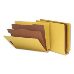 Universal Deluxe Six-Section Colored Pressboard End Tab Classification Folders, 2 Dividers, Letter Size, Yellow, 10/Box (10319)