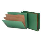 Universal Deluxe Six-Section Colored Pressboard End Tab Classification Folders, 2 Dividers, Letter Size, Green, 10/Box (10317)