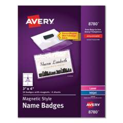 Avery Magnetic Style Name Badge Kit, Horizontal, 4 x 3, White, 24/Pack (8780)