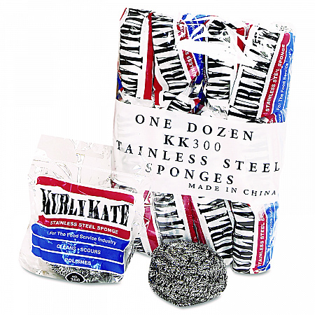 Stainless Steel Scrubbers, Medium, 3.5 x 3.5, Steel Gray, 12/Pack, 12 Packs/Carton (300)