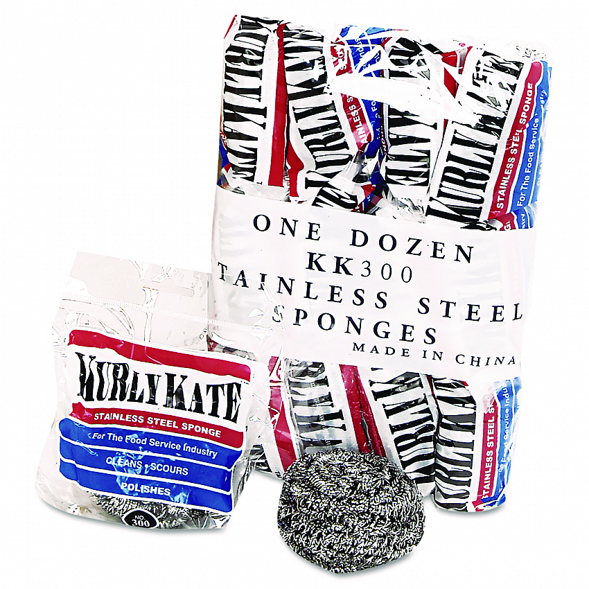 Stainless Steel Scrubbers, Medium, 3.5 x 3.5, Steel Gray, 12/Pack, 12 Packs/Carton (300)