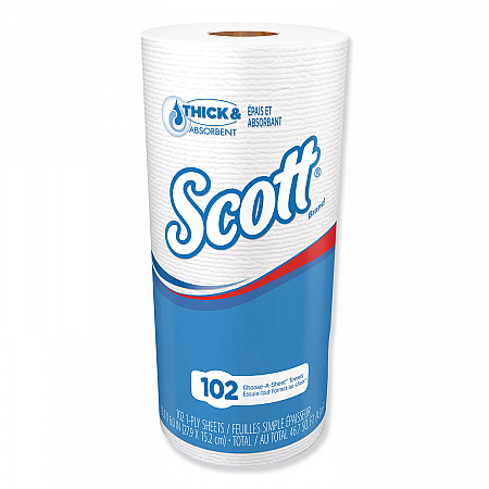 Choose-A-Sheet Kitchen Roll Paper Towels, 1-Ply, 4.8 x 11, White, 102 Sheets/Roll, 24/Carton (47031)