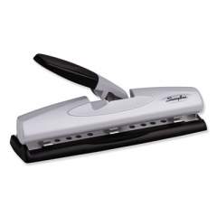 Swingline 12-Sheet LightTouch Desktop Two- to Three-Hole Punch, 9/32" Holes, Black/Silver (74026)