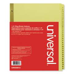 Universal Deluxe Preprinted Plastic Coated Tab Dividers with Black Printing, 31-Tab, 1 to 31, 11 x 8.5, Buff, 1 Set (20813)