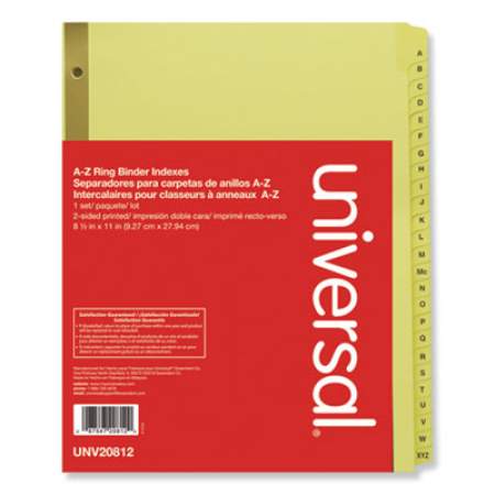 Universal Deluxe Preprinted Plastic Coated Tab Dividers with Black Printing, 25-Tab, A to Z, 11 x 8.5, Buff, 1 Set (20812)