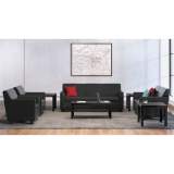 HON Circulate Leather Reception Three-Cushion Sofa, 73w x 28.75d x 32h, Black (VL873SB11)