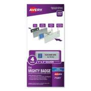 Avery The Mighty Badge Name Badge Holder Kit, Horizontal, 3 x 1, Inkjet, Silver, 4 Holders/32 Inserts (71201)