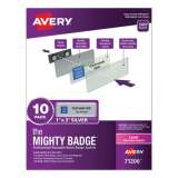 Avery The Mighty Badge Name Badge Holder Kit, Horizontal, 3 x 1, Laser, Silver, 10 Holders/ 80 Inserts (71206)