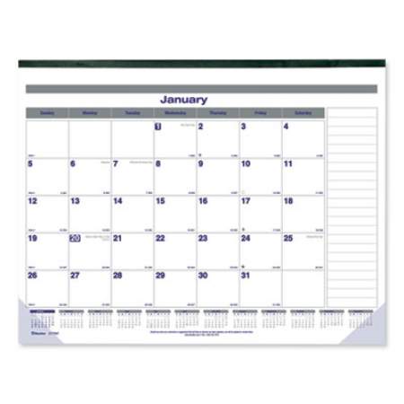 Blueline Net Zero Carbon Monthly Desk Pad Calendar, 22 x 17, White/Gray/Blue Sheets, Black Binding, 12-Month (Jan to Dec): 2022 (C177847)
