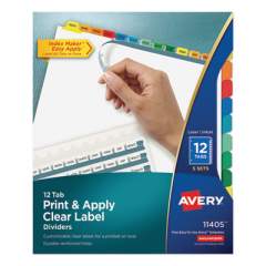 Avery Print and Apply Index Maker Clear Label Dividers, 12 Color Tabs, Letter, 5 Sets (11405)
