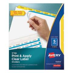 Avery Print and Apply Index Maker Clear Label Dividers, 5 Color Tabs, Letter, 5 Sets (11414)