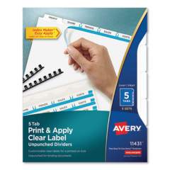Avery Print and Apply Index Maker Clear Label Unpunched Dividers, 5Tab, Letter, 5 Sets (11431)