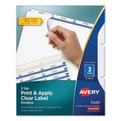 Avery Print and Apply Index Maker Clear Label Dividers, 3 White Tabs, Letter, 5 Sets (11435)