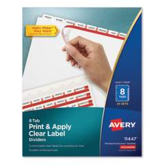 Avery Print and Apply Index Maker Clear Label Dividers, 8 White Tabs, Letter, 25 Sets (11447)