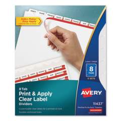 Avery Print and Apply Index Maker Clear Label Dividers, 8 White Tabs, Letter, 5 Sets (11437)