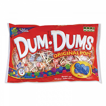 Dum-Dum-Pops, Assorted Flavors, Individually Wrapped, 300/Pack (60)