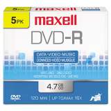 Maxell DVD-R Recordable Disc, 4.7 GB, 16x, Jewel Case, Gold, 5/Pack (638002)