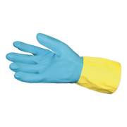 Impact Flocked Lined Neoprene Over Latex Gloves, Powder-Free, Blue/Yellow, Large, Dozen (8433L)