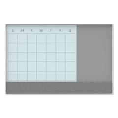 U Brands 3N1 Magnetic Glass Dry Erase Combo Board, 24 x 18, Month View, White Surface and Frame (3196U0001)