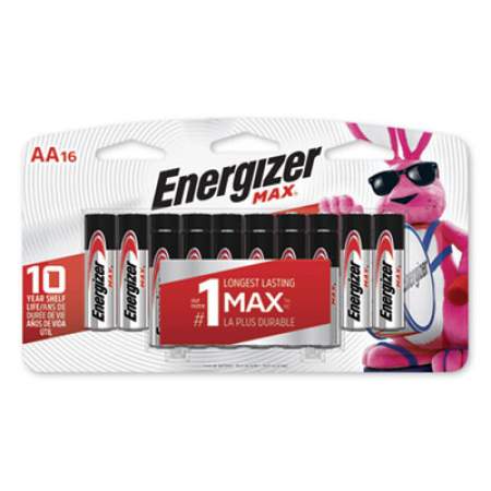 Energizer MAX Alkaline AA Batteries, 1.5 V, 16/Pack (E91LP16)