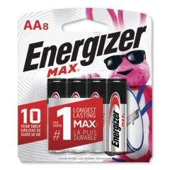 Energizer MAX Alkaline AA Batteries, 1.5 V, 8/Pack (E91MP8)