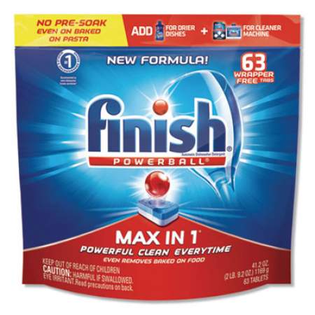 FINISH Powerball Max in 1 Dishwasher Tabs, Fresh, 63/Pack (93269PK)