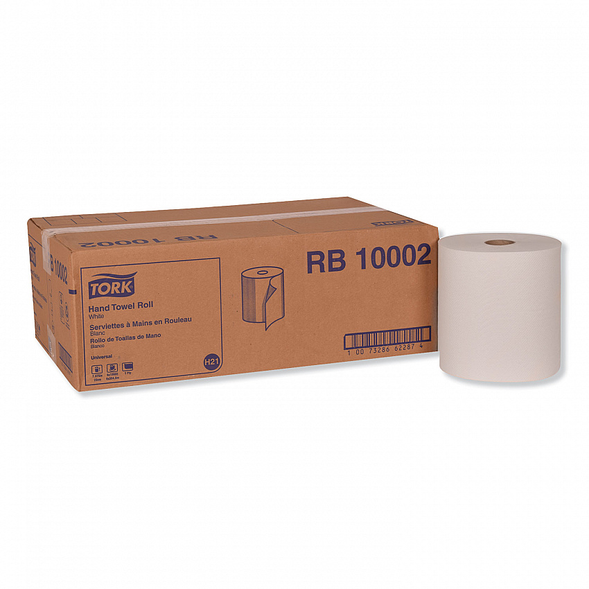 Hardwound Roll Towel, 1-Ply, 7.88" x 1,000 ft, White, 6 Rolls/Carton (RB10002)