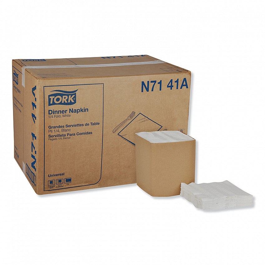 Universal Dinner Napkins, 1-Ply, 17 x 17, 1/4 Fold, White, 4008/Carton (N7141A)