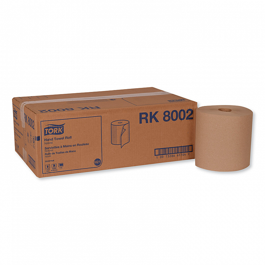 Universal Hand Towel Roll, 1-Ply, 7.88" x 800 ft, Natural, 6 Rolls/Carton (RK8002)