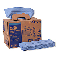 Industrial Paper Wiper, 4-Ply, 12.8 x 16.5, Unscented, Blue, 180/Carton (13247501)