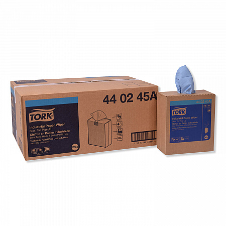 Industrial Paper Wiper, 4-Ply, 8.54 x 16.5, Unscented, Blue, 90 Towels/Box, 10 Boxes/Carton (440245A)