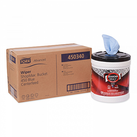 Advanced ShopMax Wiper 450, 8.5 x 10, Blue, 200/Bucket, 2 Buckets/Carton (450340)