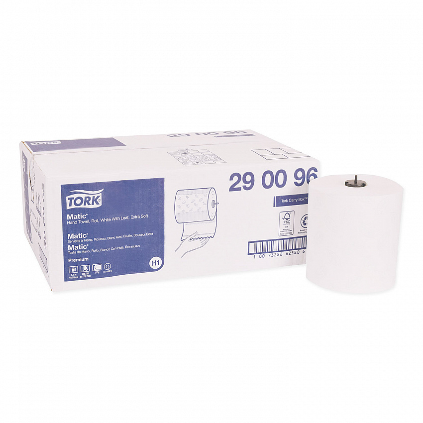 Premium Soft Matic Hand Towel Roll, 2-Ply, 7.7 x 575 ft, White, 704/Roll, 6 Rolls/Carton (290096)