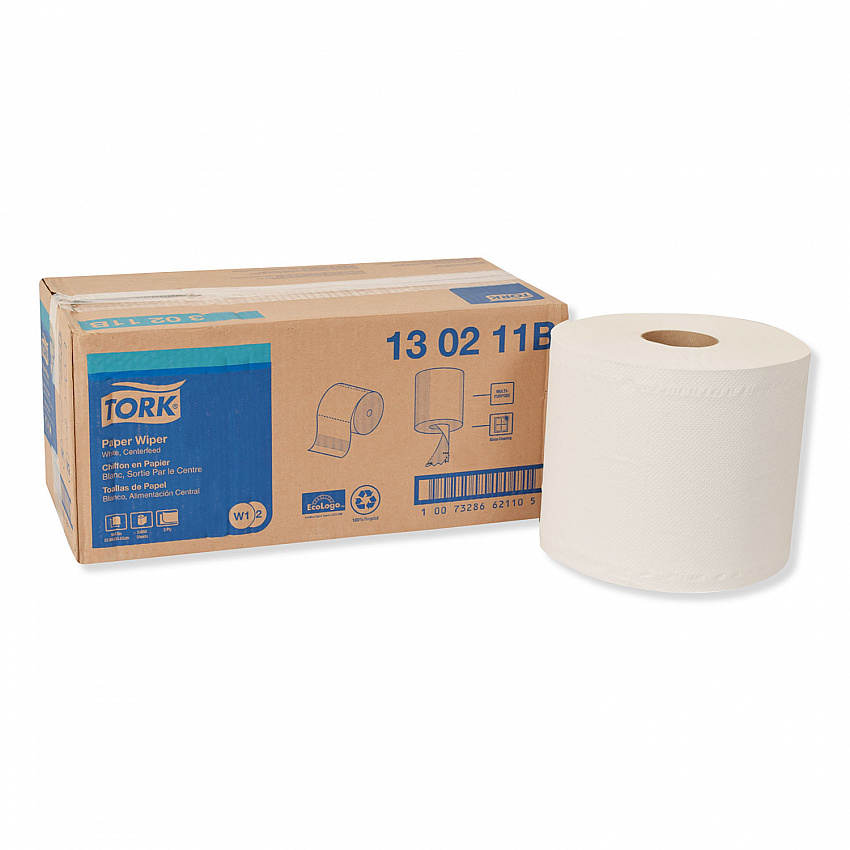 Paper Wiper, Centerfeed, 2-Ply, 9 x 13, White, 800/Roll, 2 Rolls/Carton (130211B)
