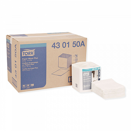 Paper Wiper Plus, 12.5 x 13, White, 1/4 Fold, 90/Pack, 12 Packs/Carton (430150A)