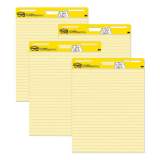 Post-it Easel Pads Super Sticky Vertical-Orientation Self-Stick Easel Pad Value Pack, Faint 1 1/2" Rule, 30 Yellow 25 x 30 Sheets, 4/Carton (561VAD4PK)