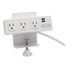 Tripp Lite Three-Outlet Surge Protector with Two USB Ports, 10 ft Cord, 510 Joules, White (TLP310USBCW)