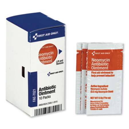 First Aid Only SmartCompliance Antibiotic Ointment, 0.9 g Packet, 10/Box (FAE7021)