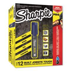 Sharpie Pro Permanent Marker, Broad Chisel Tip, Blue, Dozen (2018328)