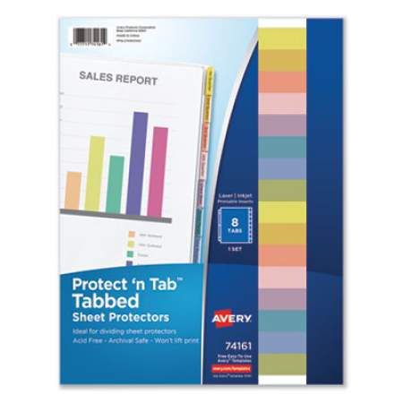Avery Protect 'n Tab Top-Load Clear Sheet Protectors w/Eight Tabs, Letter (74161)
