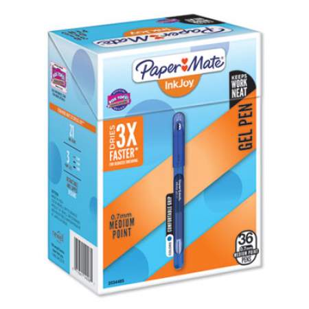 Paper Mate InkJoy Gel Pen Flip-Top Cabinet Pack, Stick, Medium 0.7 mm, Blue Ink, Blue Barrel, 36/Pack (2034485)