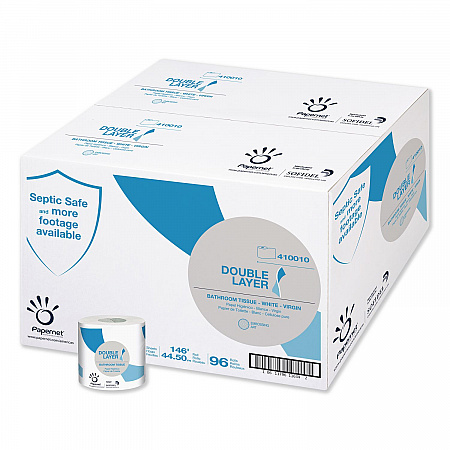 Double Layer Toilet Tissue, Pure Cellulose, Septic Safe, 1-Ply, White, 500 Sheets/Roll, 96 Rolls/Carton (410010)