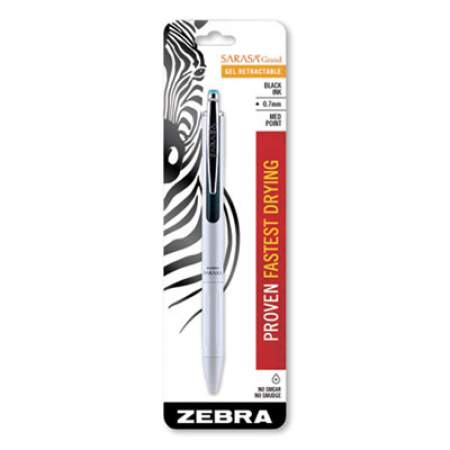 Zebra Sarasa Grand Gel Pen, Retractable, Medium 0.7 mm, Black Ink, White Barrel (45101)