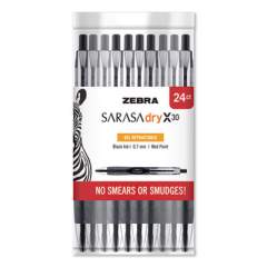Zebra Sarasa Dry Gel X30 Gel Pen, Retractable, Medium 0.7 mm, Black Ink, Black Barrel (47024)