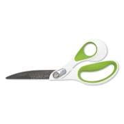 Westcott CarboTitanium Bonded Scissors, 9" Long, 4.5" Cut Length, White/Green Bent Handle (16445)