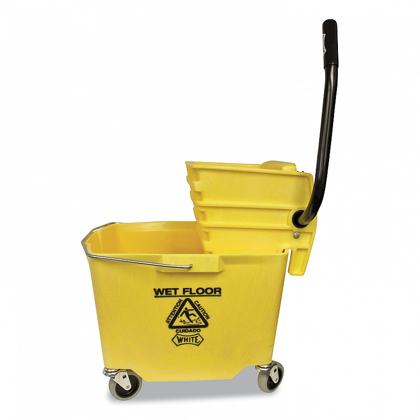 Side-Press Squeeze Wringer/Plastic Bucket Combo, 12 to 32 oz, Yellow (6Y26353Y)